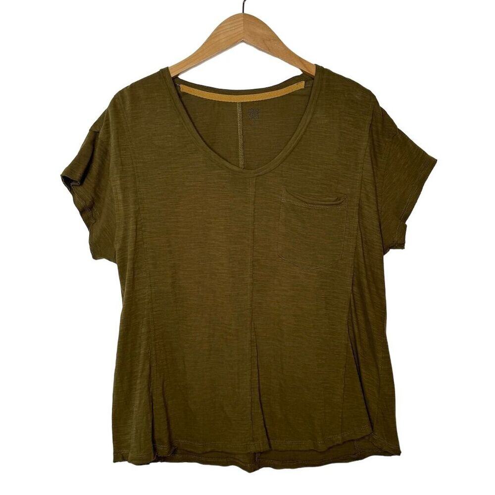 Good Hart Womens V-Neck Tee Size Medium Olive Green Cotton‎ Normcore Mori Girl - Picture 7 of 16